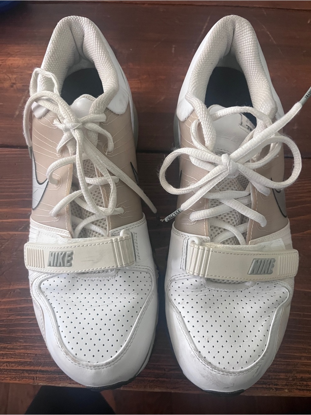 Nike Kids White and Beige Strap Sneakers